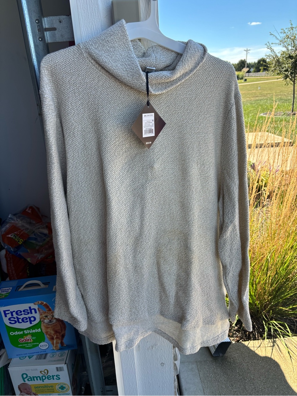 Target Women's Light Beige Cowl Neck Sweater